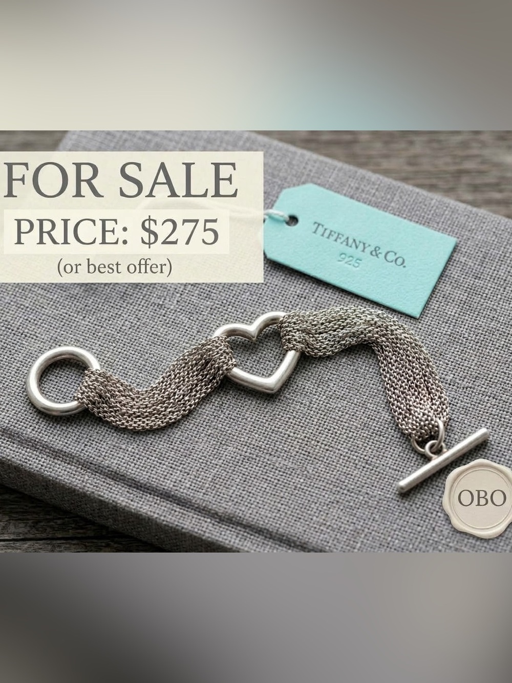 Tiffany & Co. Silver Multi-Strand Heart Toggle Bracelet